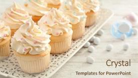  Presentation with baby shower - Presentation design consisting of tray with tasty cupcakes background and a lemonade colored foreground
