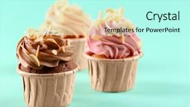 Presentation with almond - Slides consisting of tasty cupcakes with almond flakes background and a arctic colored foreground