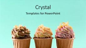  Presentation with almond - Slide deck with tasty cupcakes with almond flakes on blue background background and a arctic colored foreground