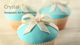  Presentation with cupcakes - Presentation design enhanced with tasty cupcakes with bow on light background background and a cream colored foreground