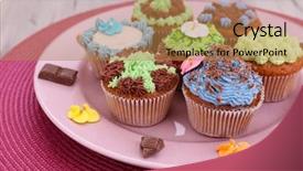  Presentation with manufacturingsteel plate - PPT theme enhanced with tasty cupcakes with butter cream background and a coral colored foreground