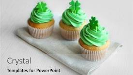  Presentation with clover - Theme enhanced with tasty-cupcakes-with-clover background and a light gray colored foreground