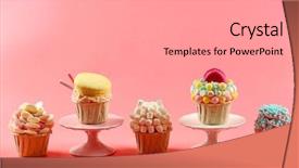  Presentation with cupcakes - Amazing presentation theme having tasty cupcakes with original decoration on pink background backdrop and a light gray colored foreground