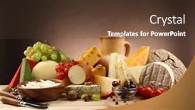  Presentation with dairy - Amazing presentation theme having tasty dairy products on wooden table on dark background backdrop and a tawny brown colored foreground