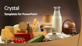  Presentation with dairy products - Colorful slide set enhanced with tasty dairy products on wooden table on dark background backdrop and a tawny brown colored foreground