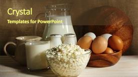  Presentation with dairy products - Audience pleasing presentation theme consisting of tasty dairy products on wooden table on sacking background backdrop and a tawny brown colored foreground