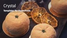  Presentation with fruit tree - Cool new slide set with tasty dessert as orange fruit with chocolate fir-tree backdrop and a dark gray colored foreground