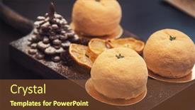  Presentation with fruit tree - Amazing PPT theme having tasty dessert as orange fruit with chocolate fir-tree for new year holiday backdrop and a tawny brown colored foreground