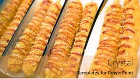  Presentation with dessert - Presentation design enhanced with tasty-dessert-from-pan-fried background and a gold colored foreground