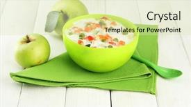  Presentation with baby food - Cool new PPT theme with tasty dieting food and apples backdrop and a soft green colored foreground
