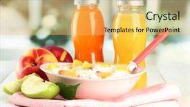  Presentation with healthy food medical bottle - Presentation with tasty dieting food and bottles background and a yellow colored foreground
