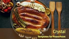  Presentation with grilled - PPT theme enhanced with tasty-dish-of-grilled-vegetables background and a tawny brown colored foreground