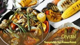  Presentation with grilled - Audience pleasing slide set consisting of tasty-dishes-of-grilled-vegetables backdrop and a tawny brown colored foreground