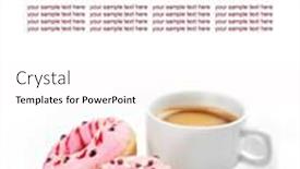  Presentation with coffee donuts - Slide set having tasty-donuts-and-cup background and a pink colored foreground