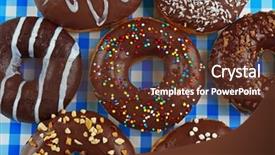  Presentation with donuts - Presentation design consisting of tasty donuts background background and a tawny brown colored foreground