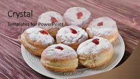  Presentation with hanukkah - Theme enhanced with tasty donuts for hanukkah background and a coral colored foreground
