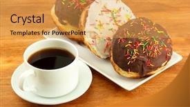  Presentation with donuts - PPT theme consisting of tasty donuts on color plate background and a  colored foreground