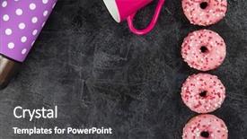  Presentation with donuts - Slide deck consisting of tasty donuts on dark background background and a dark gray colored foreground