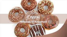  Presentation with donuts - Theme enhanced with tasty donuts on white background background and a coral colored foreground