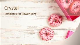  Presentation with donuts pink - PPT theme featuring tasty donuts on white wood background and a cream colored foreground