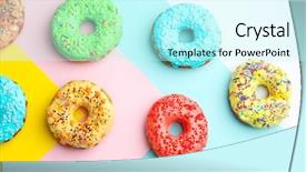  Presentation with sprinkles - Colorful presentation design enhanced with tasty donuts with sprinkles backdrop and a  colored foreground