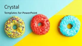  Presentation with sprinkles - PPT theme enhanced with tasty donuts with sprinkles background and a arctic colored foreground