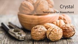  Presentation with dried fruits seeds nuts walnuts - Slides having tasty dried walnuts and nutcracker background and a  colored foreground