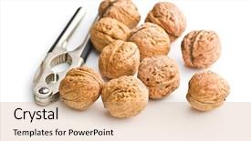  Presentation with dried fruits seeds nuts walnuts - PPT layouts featuring tasty dried walnuts and nutcracker background and a  colored foreground