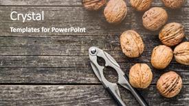  Presentation with dried fruits seeds nuts walnuts - PPT theme having tasty dried walnuts and nutcracker background and a violet colored foreground