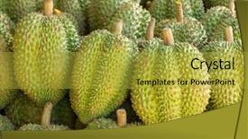  Presentation with durian - Cool new PPT theme with tasty durian fruits backdrop and a yellow colored foreground