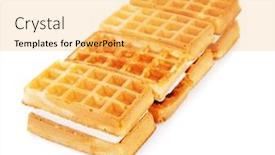  Presentation with waffles - Amazing presentation theme having vegetarians and fresh fruit and vegetables on the nature of the theme human hand holding a red apple on a background of green grass studio backdrop and a forest green colored foreground