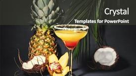  Presentation with fruit cocktail - PPT layouts consisting of tasty exotic cocktail and fruits background and a dark gray colored foreground