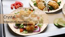  Presentation with fish tacos - PPT layouts consisting of tasty fish tacos on baking background and a  colored foreground