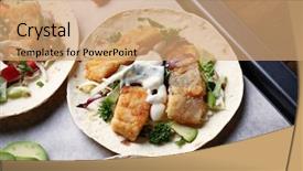  Presentation with fish tacos - PPT layouts featuring tasty fish tacos on baking background and a  colored foreground