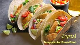  Presentation with fish tacos - Slide deck featuring tasty fish tacos on table background and a tawny brown colored foreground
