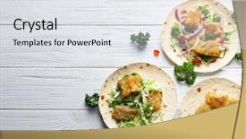  Presentation with fish tacos - Amazing slides having tasty fish tacos on wooden backdrop and a  colored foreground