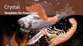  Presentation with fishes - Theme enhanced with tasty-fishes-flying-above-cast background and a tawny brown colored foreground