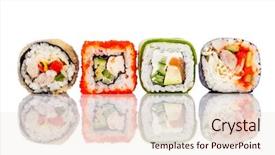  Presentation with food white - Presentation theme having tasty food sushi roll background and a lemonade colored foreground