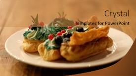  Presentation with elements - Slide set having tasty-french-eclairs-with-icing background and a gold colored foreground