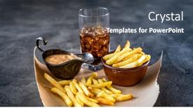  Presentation with french fries - PPT layouts with tasty-french-fries-with-drink background and a dark gray colored foreground