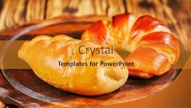  Presentation with pies - Beautiful presentation theme featuring tasty-fresh-crispy-pies backdrop and a gold colored foreground