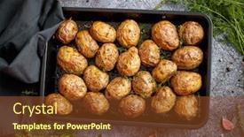  Presentation with butter - Colorful slide set enhanced with tasty-fresh-homemade-baked-potatoes backdrop and a tawny brown colored foreground