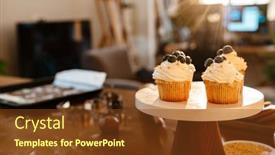  Presentation with muffins - PPT theme featuring tasty-fresh-muffins-with-cream background and a tawny brown colored foreground