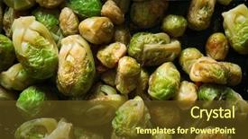  Presentation with brussels - Colorful slides enhanced with tasty fried brussels sprouts closeup backdrop and a tawny brown colored foreground