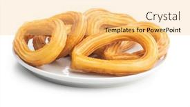  Presentation with churros - Beautiful PPT layouts featuring tasty-fried-churros-isolated backdrop and a yellow colored foreground