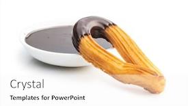 Presentation with churros - PPT theme featuring tasty-fried-churros-with-chocolate background and a white colored foreground