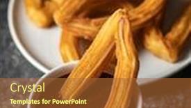  Presentation with dip - Amazing PPT theme having tasty-fried-churros-with-chocolate backdrop and a red colored foreground