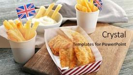  Presentation with potato chips - Colorful slides enhanced with tasty fried fish and potato backdrop and a coral colored foreground