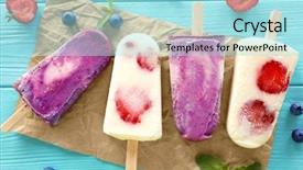  Presentation with ice cream - Colorful PPT theme enhanced with tasty fruit ice-cream backdrop and a arctic colored foreground