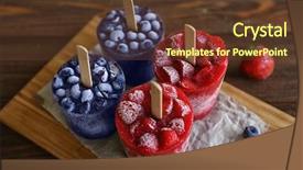  Presentation with cutting board - PPT layouts with tasty fruit ice-cream background and a tawny brown colored foreground